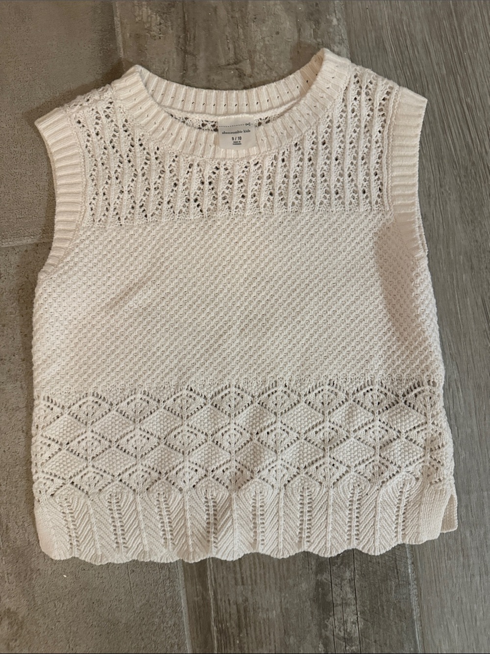 abercrombie kids Cream Knit Sleeveless Pullover